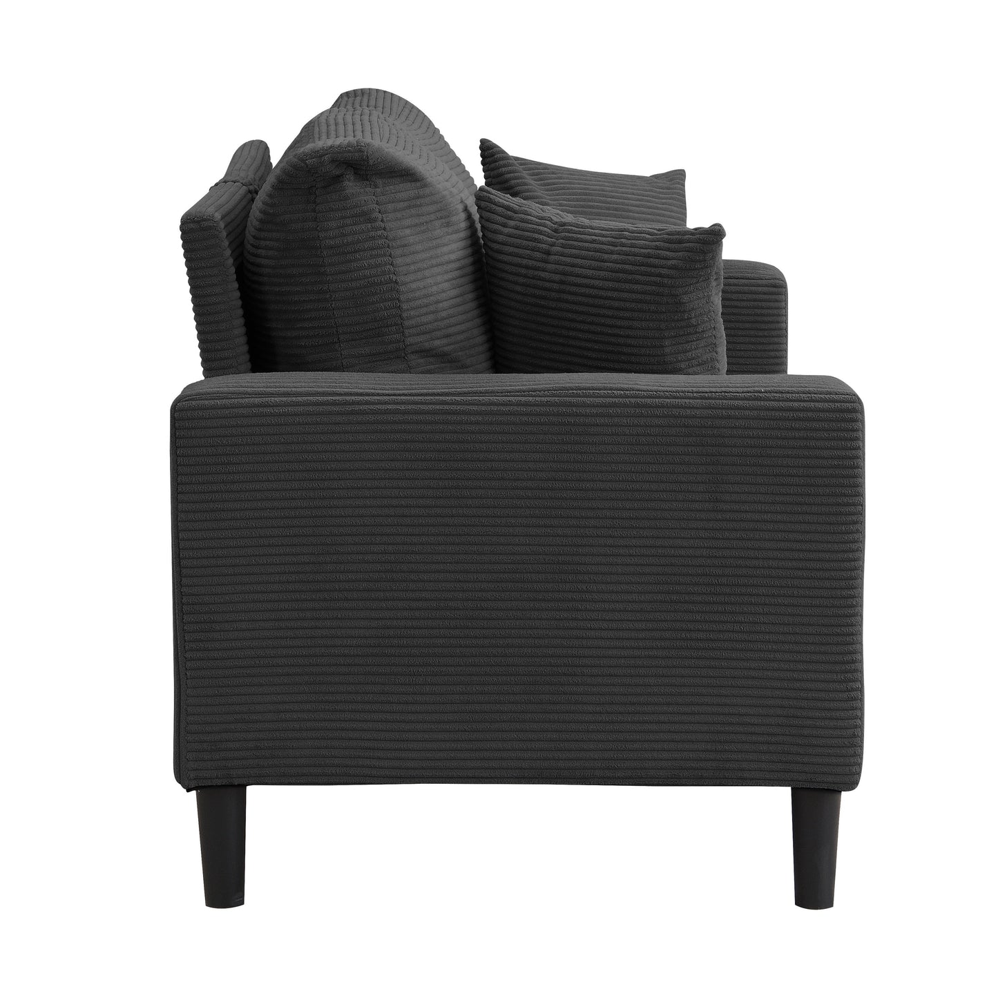 Causeuse haute résilience 57 pouces, cadre en bois, 2 places, confortable, petit espace, moderne, rembourrée, gris foncé