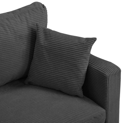 Causeuse haute résilience 57 pouces, cadre en bois, 2 places, confortable, petit espace, moderne, rembourrée, gris foncé