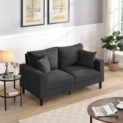 Causeuse haute résilience 57 pouces, cadre en bois, 2 places, confortable, petit espace, moderne, rembourrée, gris foncé