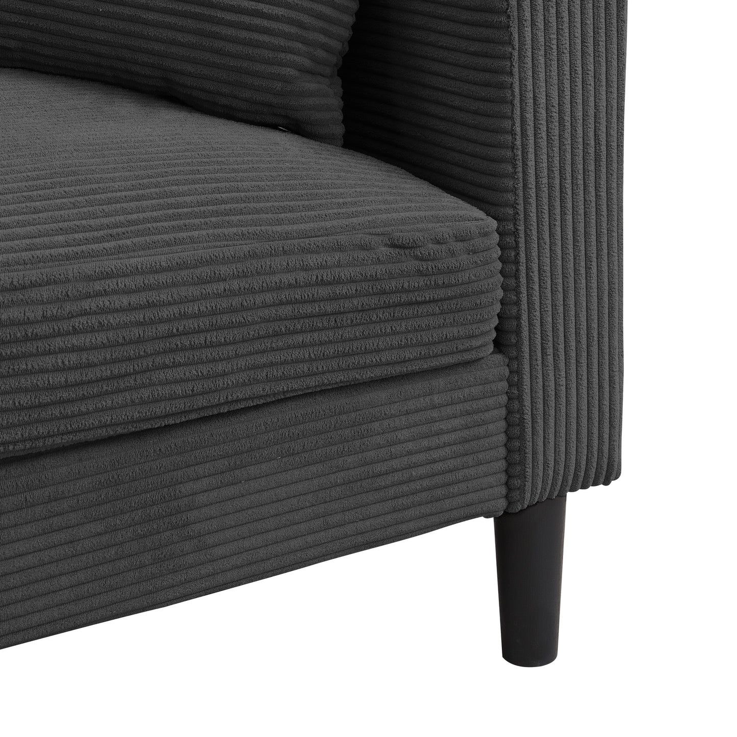 Causeuse haute résilience 57 pouces, cadre en bois, 2 places, confortable, petit espace, moderne, rembourrée, gris foncé