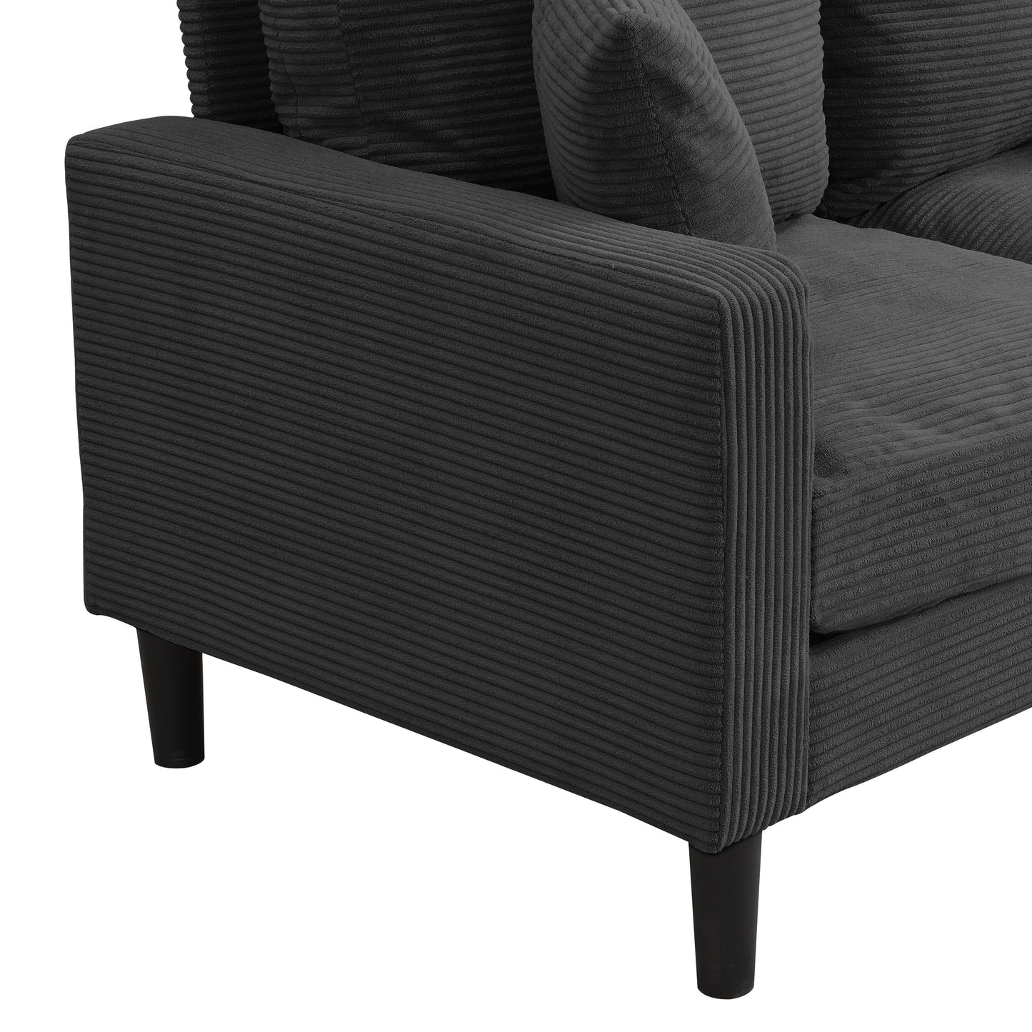 Causeuse haute résilience 57 pouces, cadre en bois, 2 places, confortable, petit espace, moderne, rembourrée, gris foncé