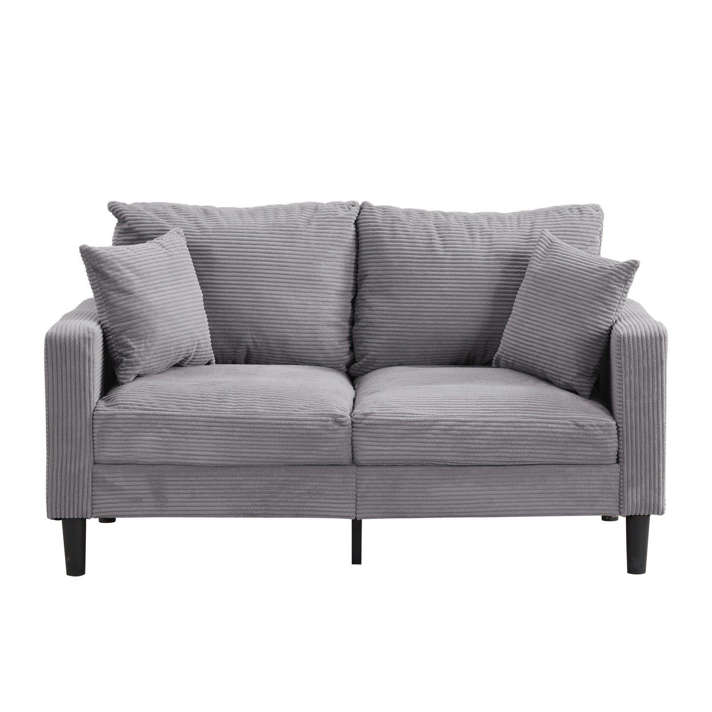 Causeuse 57 pouces haute résilience cadre en bois 2 places confortable petit espace moderne rembourré gris clair