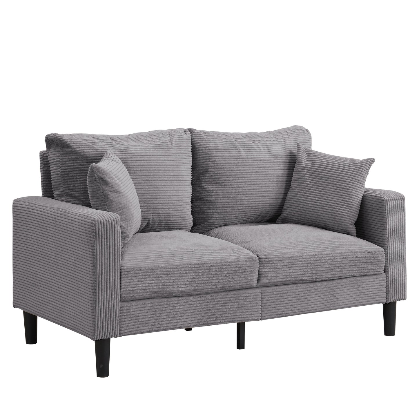 Causeuse 57 pouces haute résilience cadre en bois 2 places confortable petit espace moderne rembourré gris clair