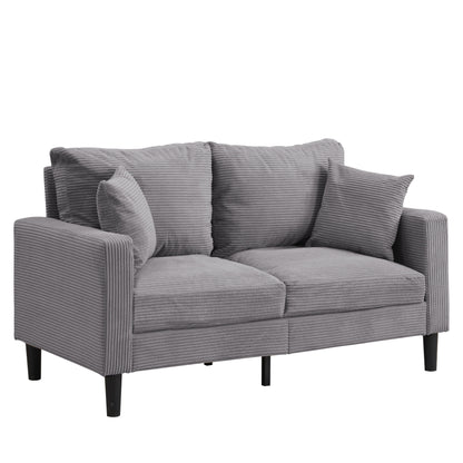 Causeuse 57 pouces haute résilience cadre en bois 2 places confortable petit espace moderne rembourré gris clair