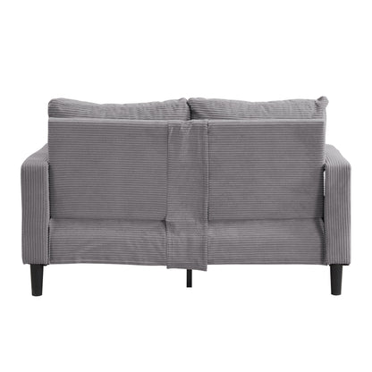 Causeuse 57 pouces haute résilience cadre en bois 2 places confortable petit espace moderne rembourré gris clair