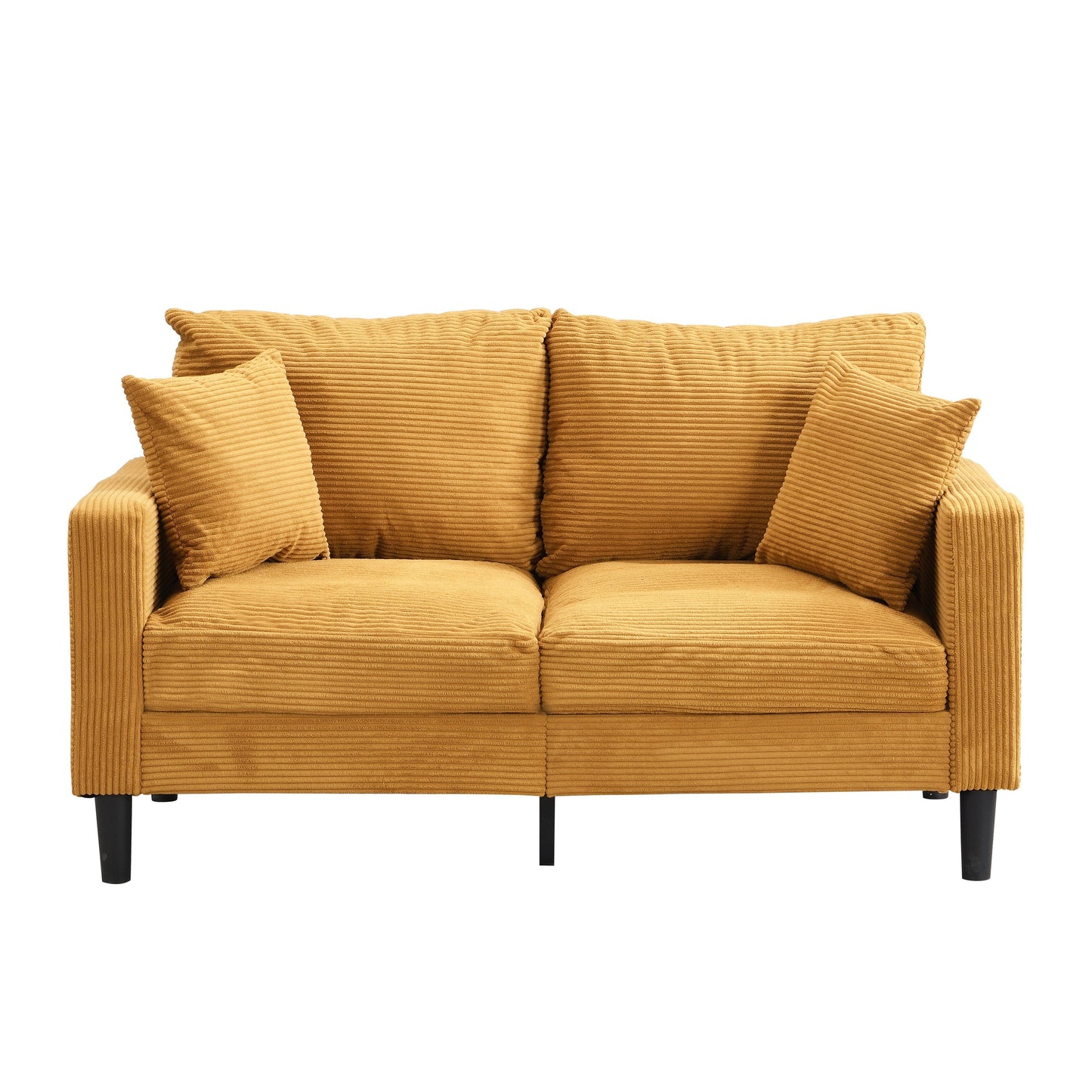 Causeuse haute résilience 57 pouces, cadre en bois, 2 places, confortable, petit espace, moderne, rembourrée, orange