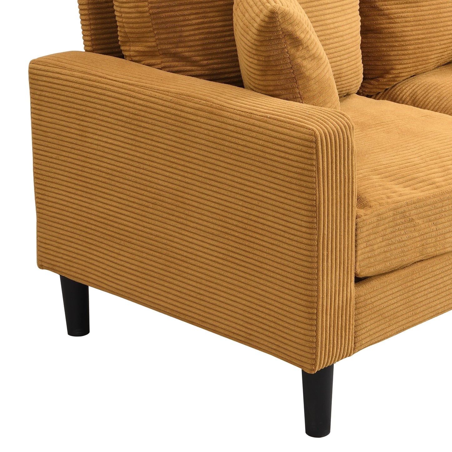 Causeuse haute résilience 57 pouces, cadre en bois, 2 places, confortable, petit espace, moderne, rembourrée, orange