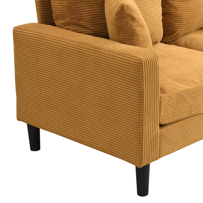 Causeuse haute résilience 57 pouces, cadre en bois, 2 places, confortable, petit espace, moderne, rembourrée, orange