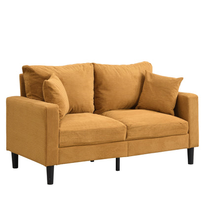 Causeuse haute résilience 57 pouces, cadre en bois, 2 places, confortable, petit espace, moderne, rembourrée, orange