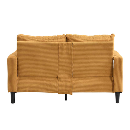 Causeuse haute résilience 57 pouces, cadre en bois, 2 places, confortable, petit espace, moderne, rembourrée, orange