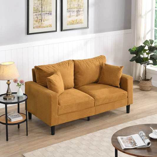 Causeuse haute résilience 57 pouces, cadre en bois, 2 places, confortable, petit espace, moderne, rembourrée, orange