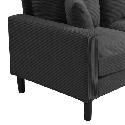 Canapé moderne rembourré avec 2 oreillers et coussin en mousse haute densité, cadre en bois pour salon et bureau