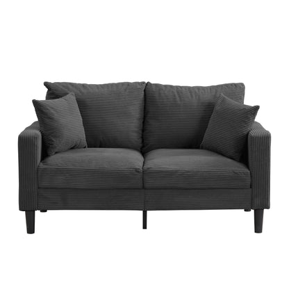 Canapé moderne rembourré avec 2 oreillers et coussin en mousse haute densité, cadre en bois pour salon et bureau