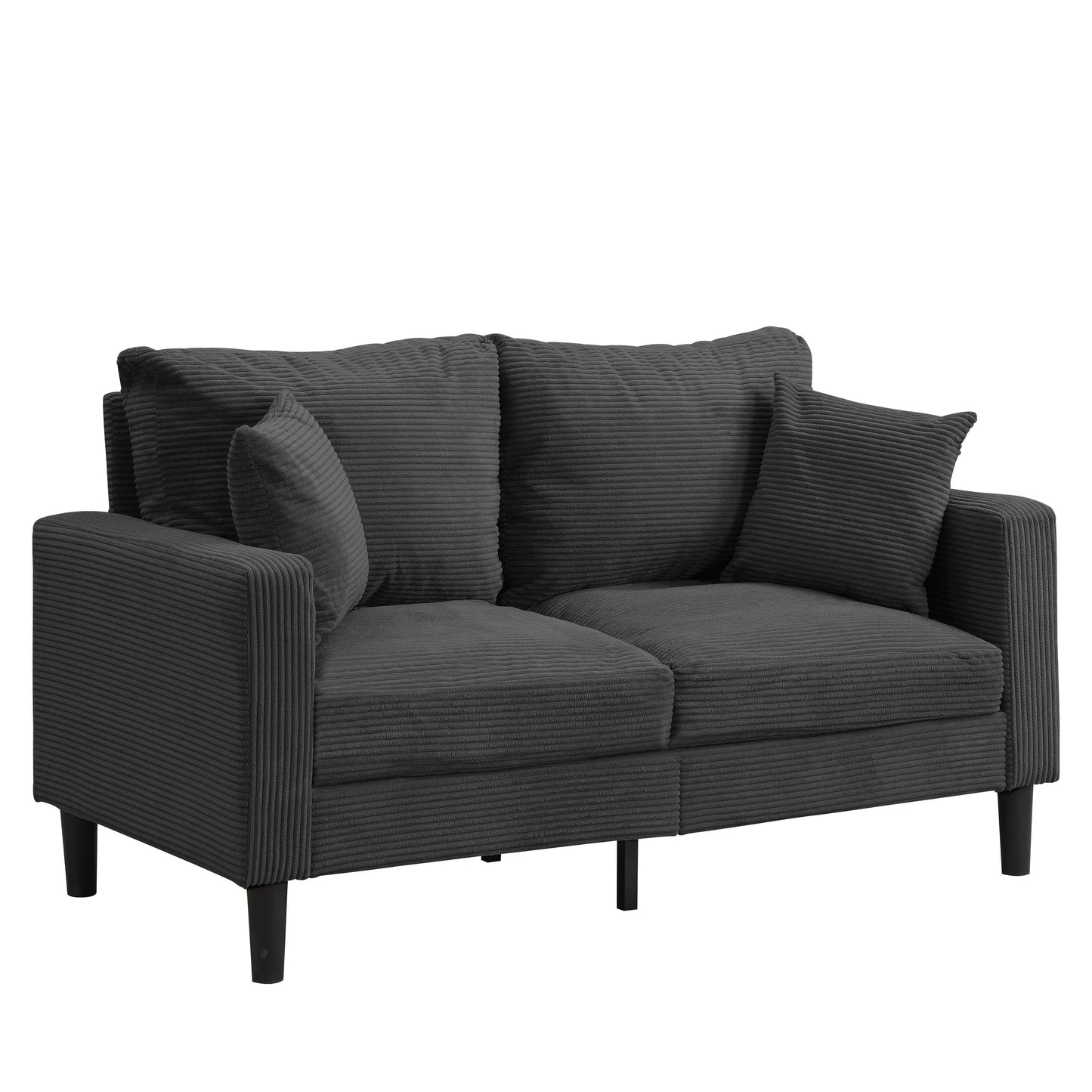 Canapé moderne rembourré avec 2 oreillers et coussin en mousse haute densité, cadre en bois pour salon et bureau