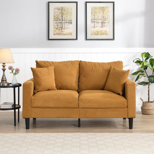 Canapé moderne rembourré avec 2 oreillers et coussin en mousse haute densité, cadre en bois pour salon et bureau
