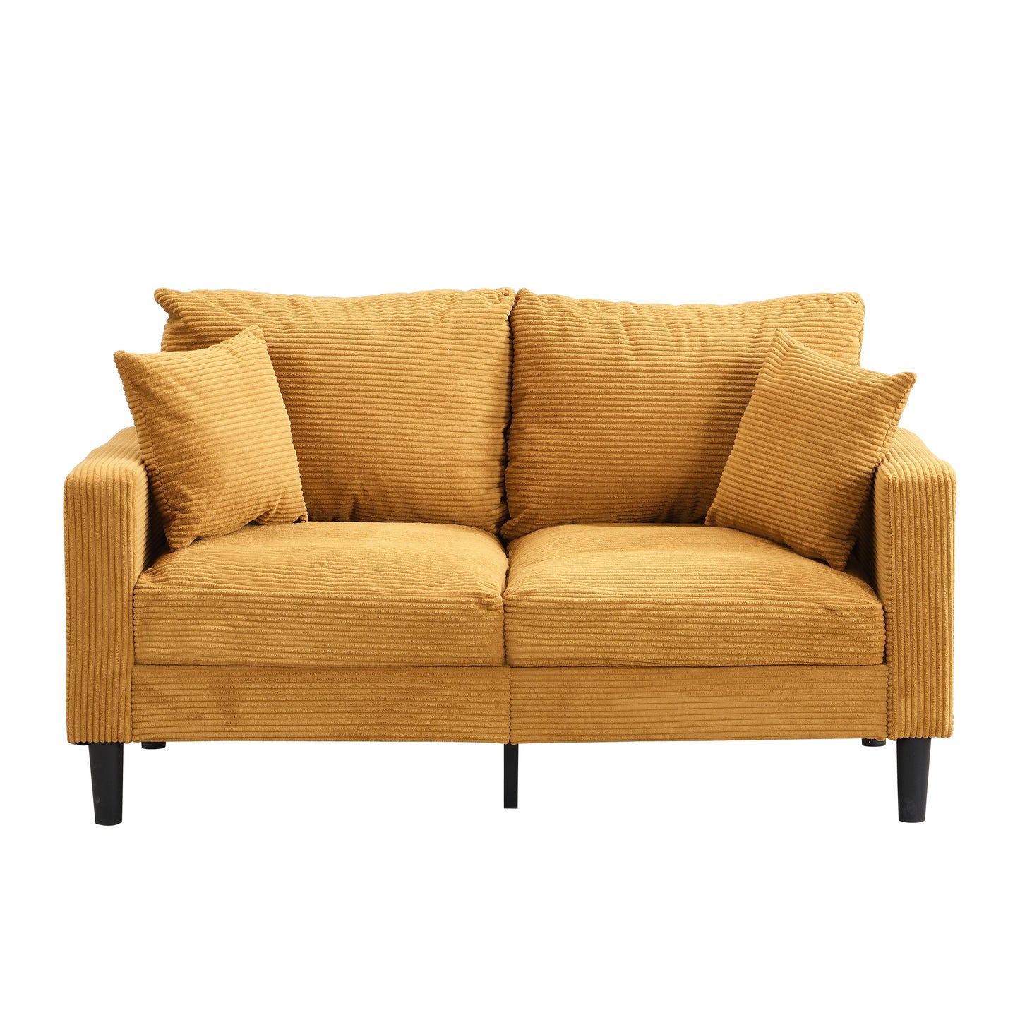 Canapé moderne rembourré avec 2 oreillers et coussin en mousse haute densité, cadre en bois pour salon et bureau