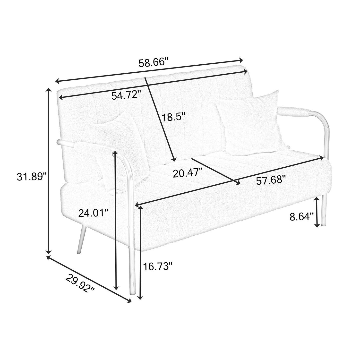 Canapé en polaire beige Teddy - 29,92 x 59,00 x 31,89