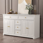 Buffet blanc laqué de 59,1 pouces, style contemporain et moderne du milieu du siècle
