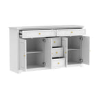 Buffet blanc laqué de 59,1 pouces, style contemporain et moderne du milieu du siècle