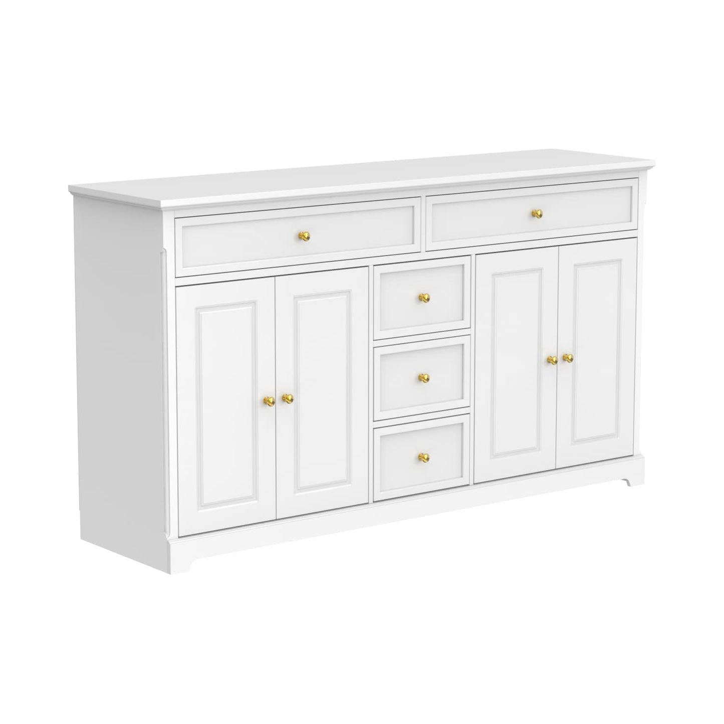 Buffet blanc laqué de 59,1 pouces, style contemporain et moderne du milieu du siècle