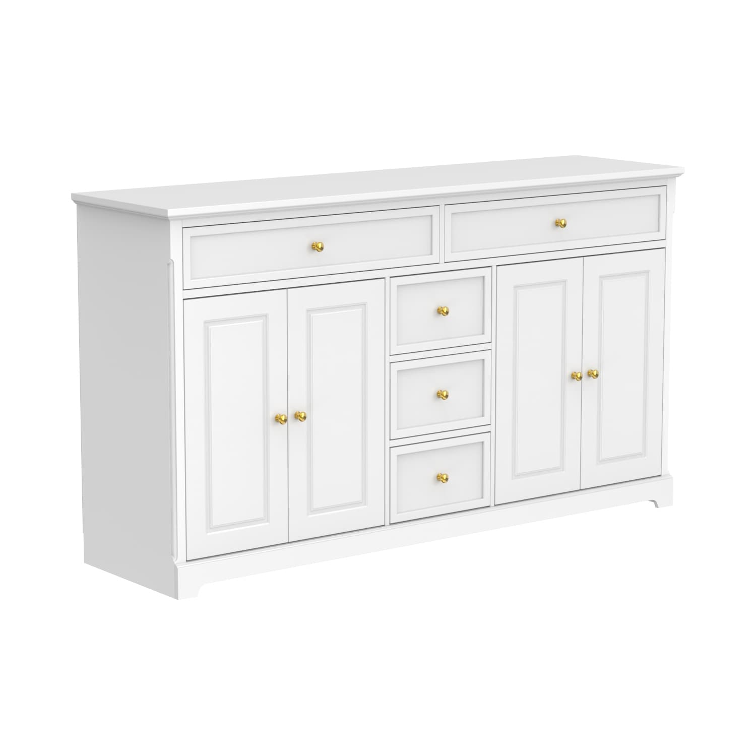 Buffet blanc laqué de 59,1 pouces, style contemporain et moderne du milieu du siècle