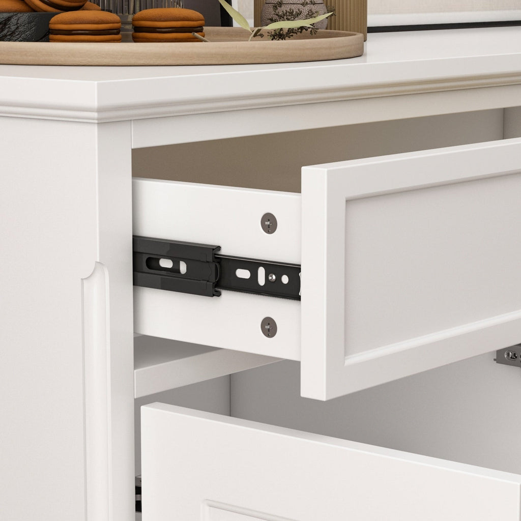 Buffet blanc laqué de 59,1 pouces, style contemporain et moderne du milieu du siècle