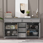 Buffet blanc laqué de 59,1 pouces, style contemporain et moderne du milieu du siècle