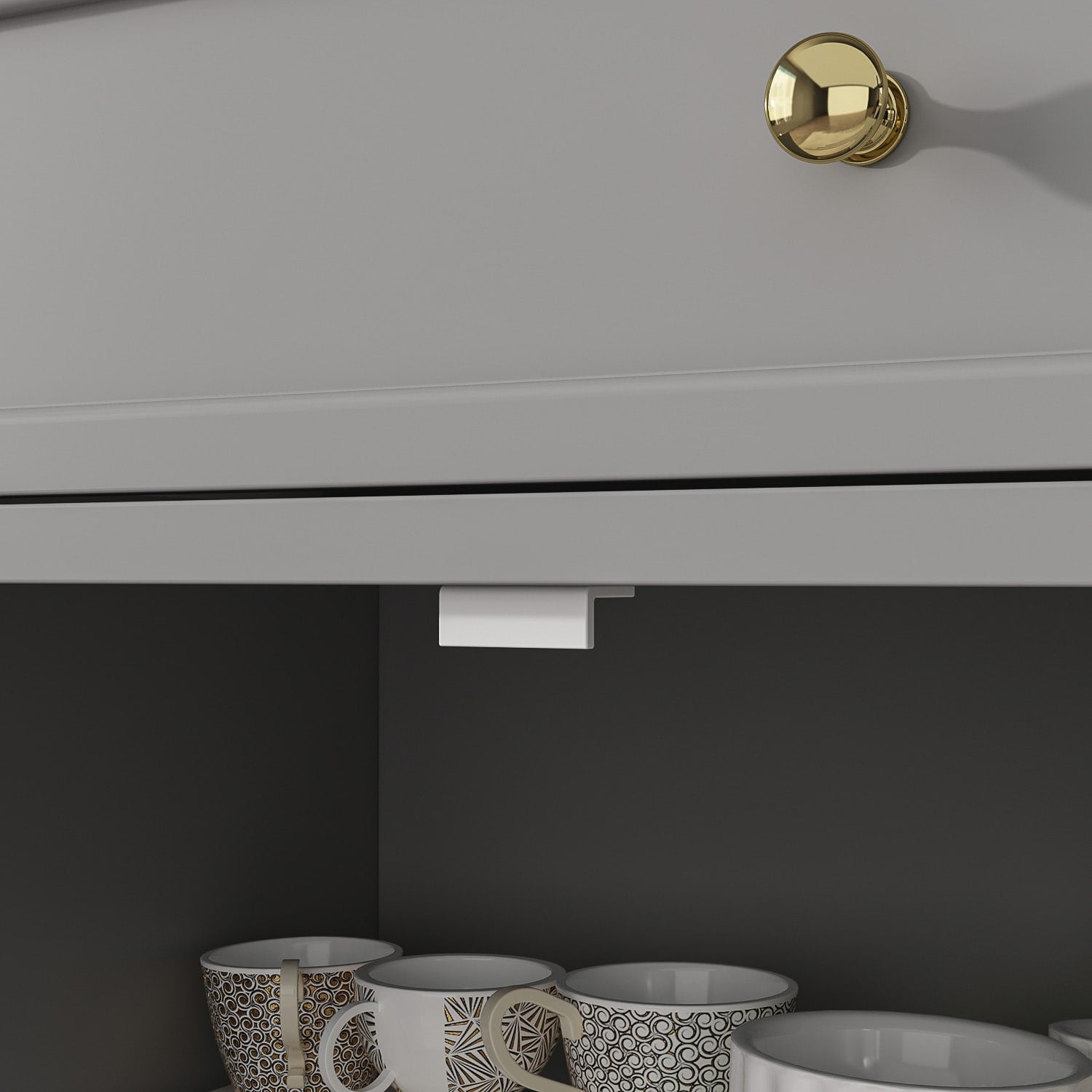 Buffet blanc laqué de 59,1 pouces, style contemporain et moderne du milieu du siècle
