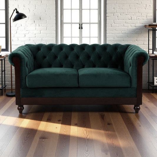 Canapé Chesterfield en velours 59,44 po avec accoudoirs roulés, dossier capitonné et capacité de 600 lb
