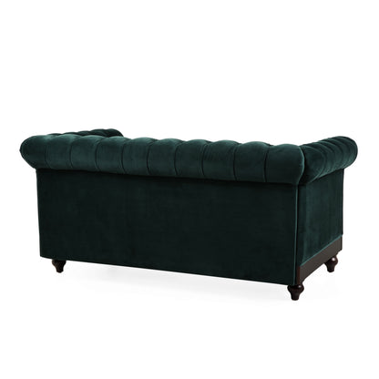 Canapé Chesterfield en velours 59,44 po avec accoudoirs roulés, dossier capitonné et capacité de 600 lb