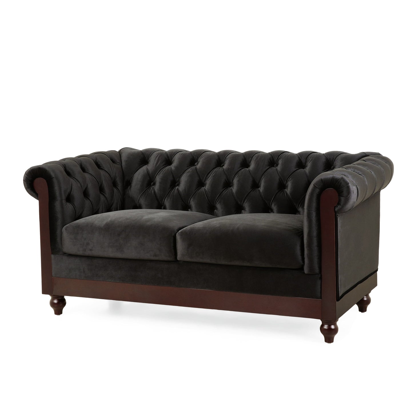 Canapé Chesterfield en velours 59,44 po avec accoudoirs roulés, dossier capitonné et capacité de 600 lb