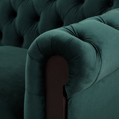 Canapé Chesterfield en velours 59,44 po avec accoudoirs roulés, dossier capitonné et capacité de 600 lb