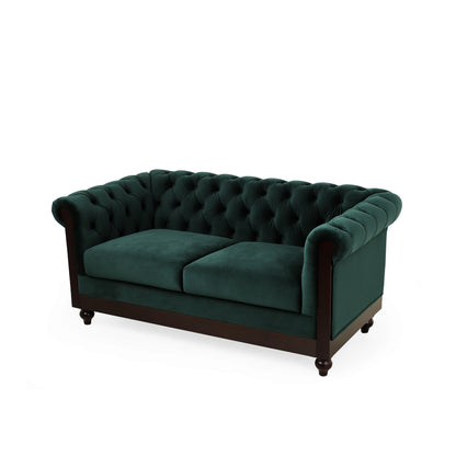 Canapé Chesterfield en velours 59,44 po avec accoudoirs roulés, dossier capitonné et capacité de 600 lb