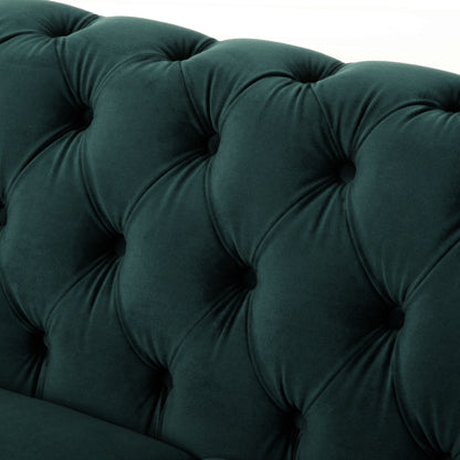 Canapé Chesterfield en velours 59,44 po avec accoudoirs roulés, dossier capitonné et capacité de 600 lb