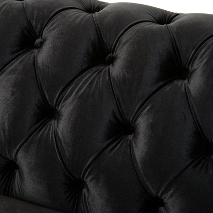 Canapé Chesterfield en velours 59,44 po avec accoudoirs roulés, dossier capitonné et capacité de 600 lb