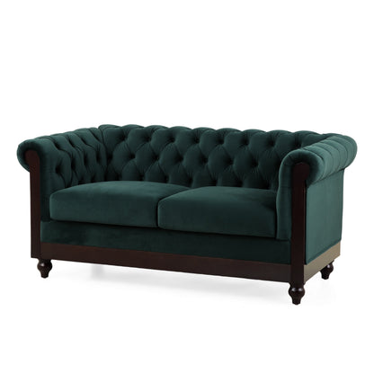 Canapé Chesterfield en velours 59,44 po avec accoudoirs roulés, dossier capitonné et capacité de 600 lb