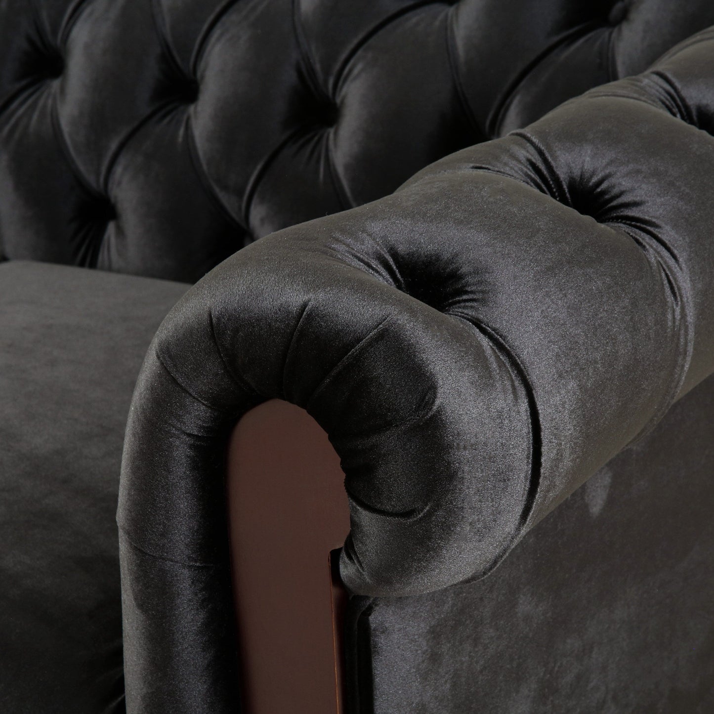Canapé Chesterfield en velours 59,44 po avec accoudoirs roulés, dossier capitonné et capacité de 600 lb