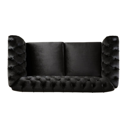 Canapé Chesterfield en velours 59,44 po avec accoudoirs roulés, dossier capitonné et capacité de 600 lb