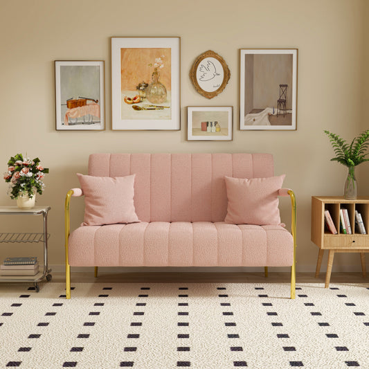 Canapé en polaire rose doux - 29,92 x 58,66 x 31,89