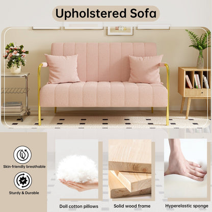 Canapé en polaire rose doux - 29,92 x 58,66 x 31,89