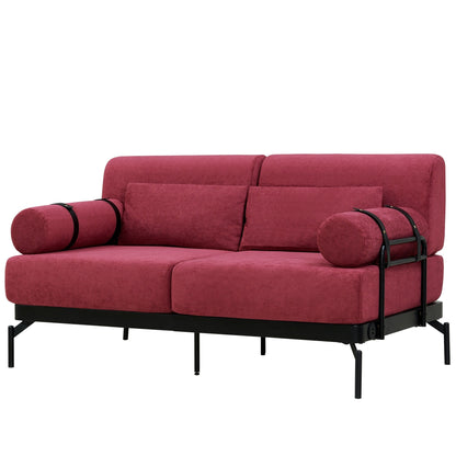 Canapé causeuse moderne en chenille de 59 po avec ports de chargement USB, accoudoirs cylindriques et capacité de charge de 440 lb