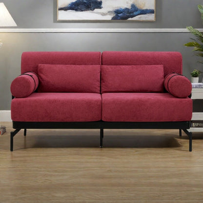 Canapé causeuse moderne en chenille de 59 po avec ports de chargement USB, accoudoirs cylindriques et capacité de charge de 440 lb