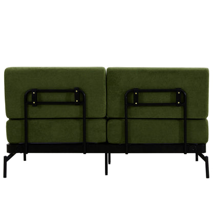 Canapé causeuse moderne en chenille de 59 po avec ports de chargement USB, accoudoirs cylindriques et capacité de charge de 440 lb