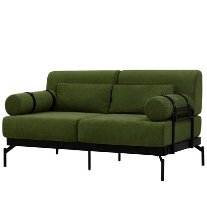 Canapé causeuse moderne en chenille de 59 po avec ports de chargement USB, accoudoirs cylindriques et capacité de charge de 440 lb