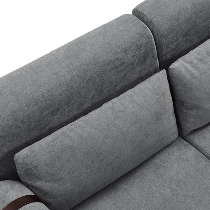 Canapé causeuse moderne en chenille de 59 po avec ports de chargement USB, accoudoirs cylindriques et capacité de charge de 440 lb