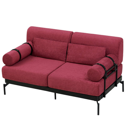 Canapé causeuse moderne en chenille de 59 po avec ports de chargement USB, accoudoirs cylindriques et capacité de charge de 440 lb