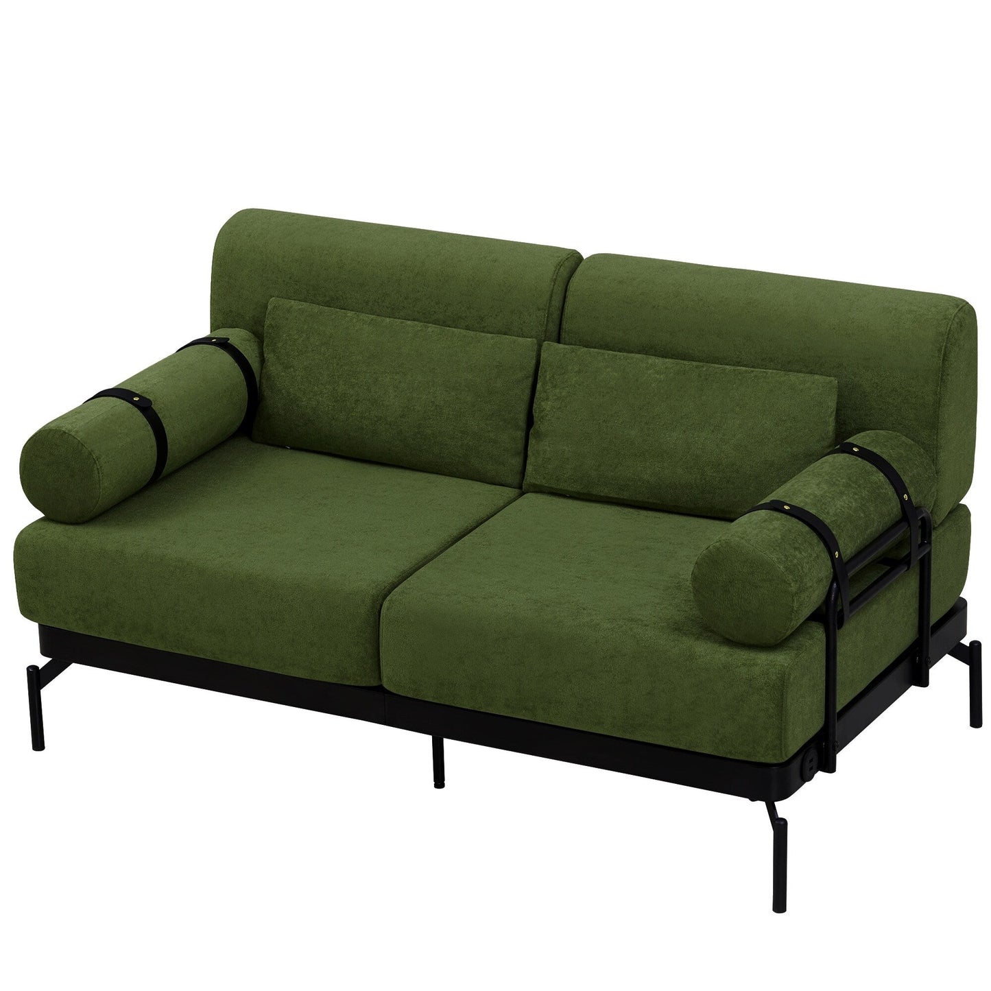 Canapé causeuse moderne en chenille de 59 po avec ports de chargement USB, accoudoirs cylindriques et capacité de charge de 440 lb
