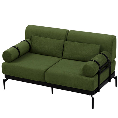 Canapé causeuse moderne en chenille de 59 po avec ports de chargement USB, accoudoirs cylindriques et capacité de charge de 440 lb