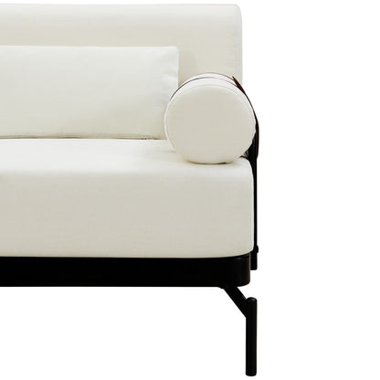 Canapé causeuse moderne en chenille de 59 po avec ports de chargement USB, accoudoirs cylindriques et capacité de charge de 440 lb