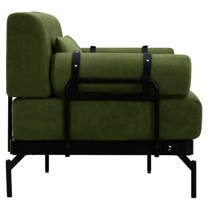 Canapé causeuse moderne en chenille de 59 po avec ports de chargement USB, accoudoirs cylindriques et capacité de charge de 440 lb
